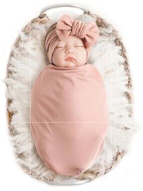 Konssy Pink Newborn Swaddle and Headband Set NWT